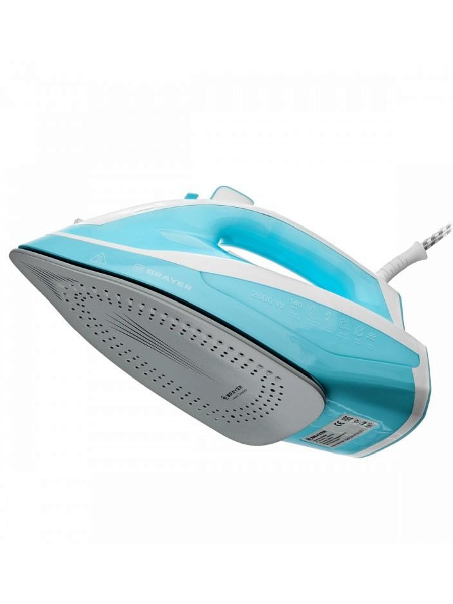 Утюг Brayer BR4000 белый/голубой (2600 Вт/ подошва - керамика / паровой удар - 140 г/мин/ 1,9 м/ автоотключение)