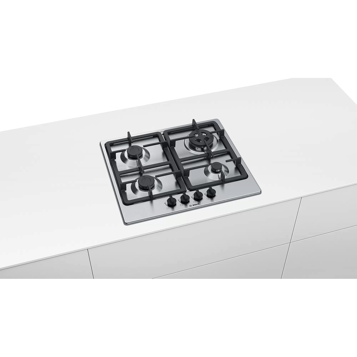 Поверхность газовая Bosch PGH6B5B90 (Serie4 / нерж / чугун / WOK)