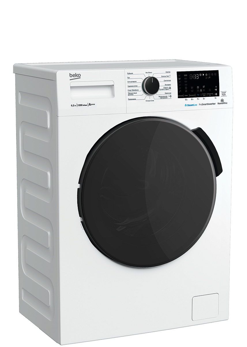 Стиральная машина Beko WSPE6H616W (44см / 6,5кг / 1200об / пар SteamCure™ / HomeWhiz®(Bluetooth) / Инверторный мотор ProSmart™ / A+++)