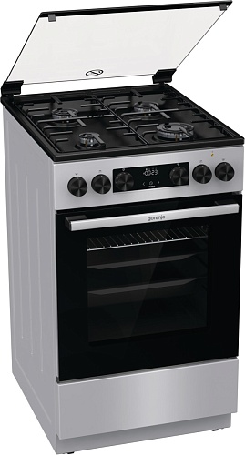 Плита комбинированная Gorenje GK5C61SH (Advanced / Серая / духовка - 62 л / 4 газовые конфорки / эмал. решетки / стеклянная крышка)-0