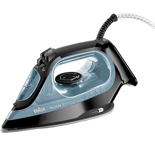 Утюг Braun TexStyle 3 SI3055BK серый (2400 Вт/ подошва - антипригарное покрытие/ паровой удар - 180 г/мин/ 2 м/ автоотключение)-0