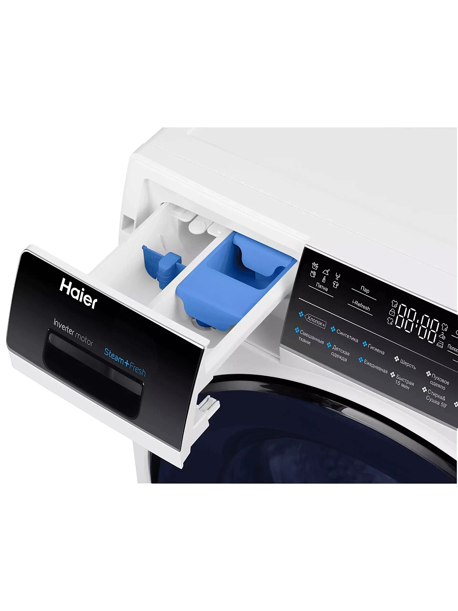 Стирально-сушильная машина Haier HWD80-BP14979 (53,5см / 8/5кг / 1400об / пар / Инверторный Двигатель / Серебро)
