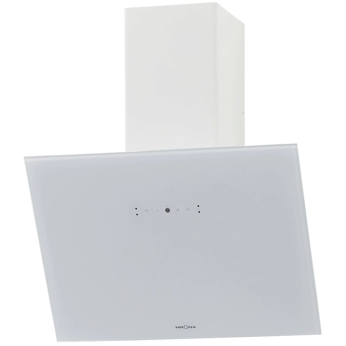 Вытяжка наклонная KRONA BELINDA 600 white SGC (850 м³/ч / 62 Вт / LED освещение 2x1 Вт / ширина - 59.6 см / белое стекло)