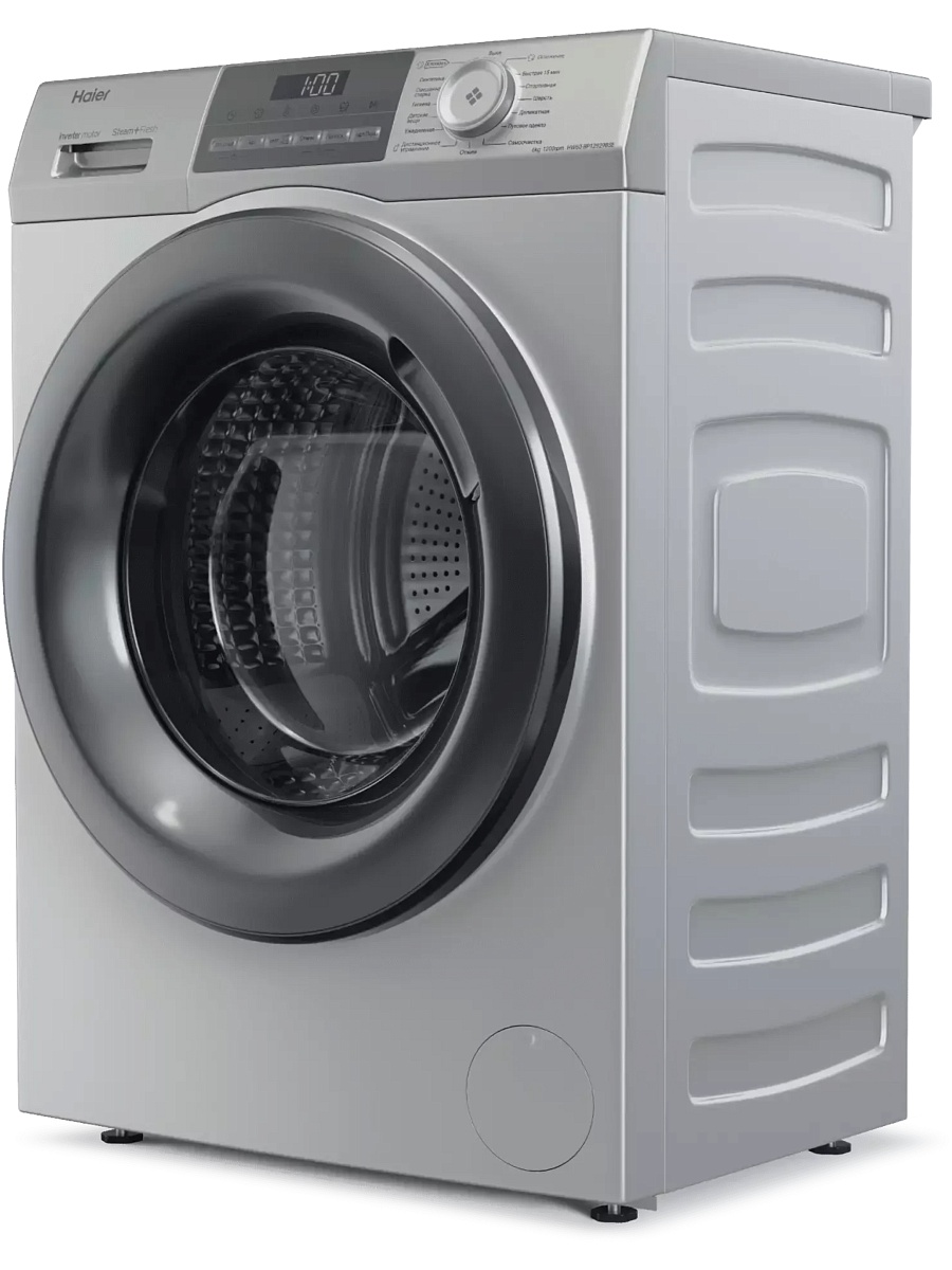 Стиральная машина Haier HW60-BP12929BSE (46 см / 6 кг / 1200об / пар / i-Refresh / Smart Dual Spray / Wi-Fi (Evo) / Invertor / A+++ / Серебро)
