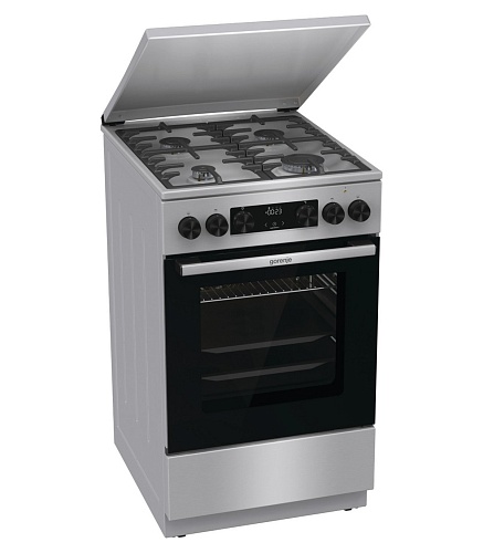 Плита комбинированная Gorenje MEKS5141XM (Advanced / Нерж. сталь / духовка - 70 л / 4 газовые конфорки / эмал. решетки / металлическая крышка)