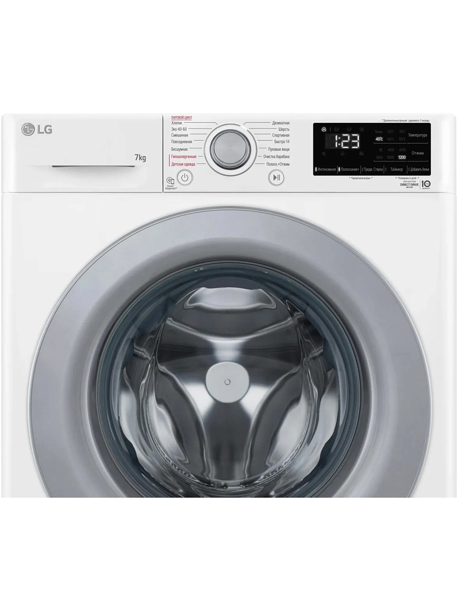 Стиральная машина LG F2V3HS4W (47,5см / 7кг / 1200об / пар / Tub Clean / Inverter Direct Drive / A)-3