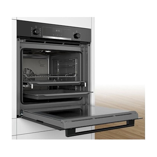 Духовой шкаф Bosch HBG5370B0 (Serie6 / 71 л / до 275 °C / чёрное стекло / Гриль / Телескоп. напр. (x1) / EcoClean Direct задняя стенка / SoftClose /A)-5