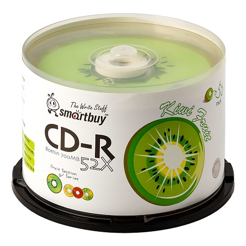 Диск CD-R Smartbuy 700 Mb, 52x, Fresh-Kiwifruit CB-50 (BOX50) розничная продажа по 1шт-0