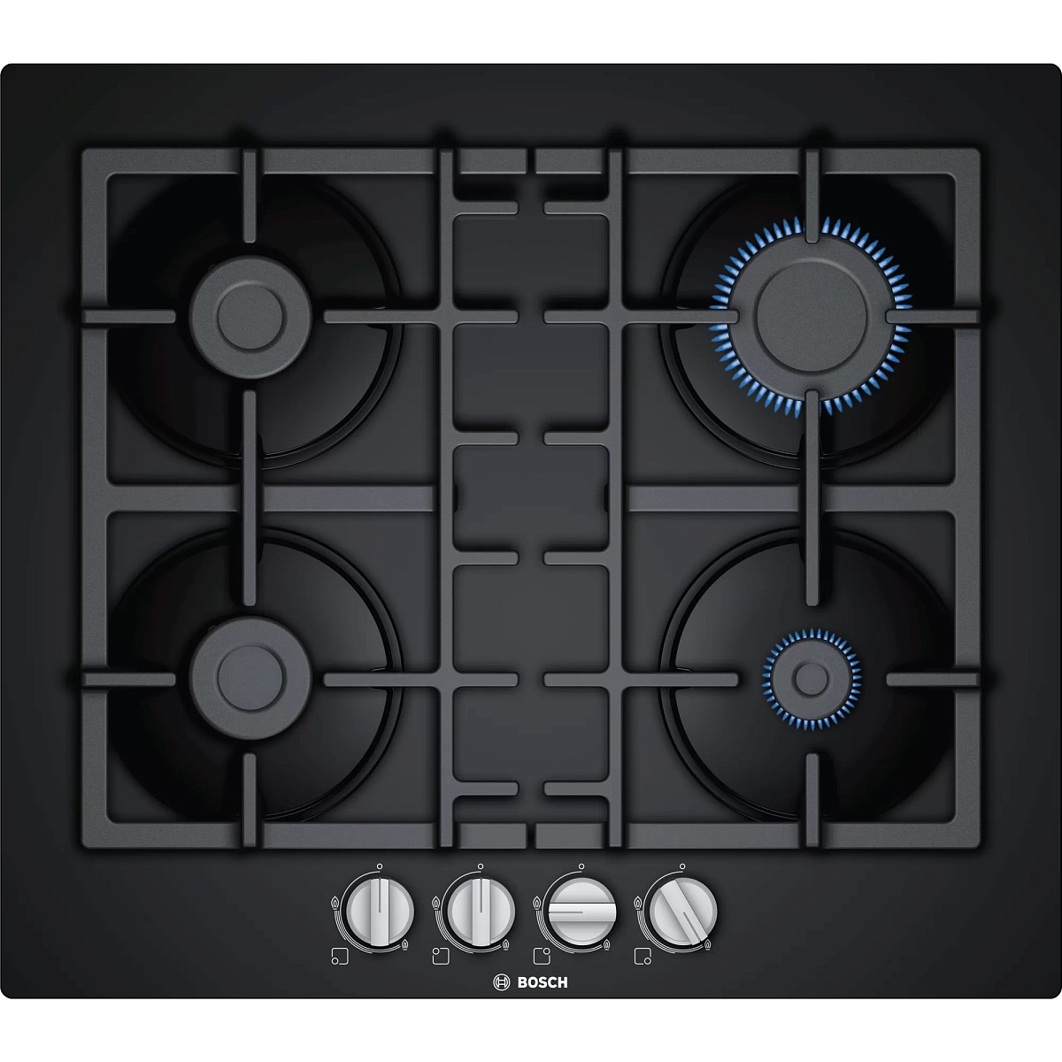 Поверхность газовая Bosch PNP6B6B90 (Serie4 / черный / закаленное стекло / чугун)
