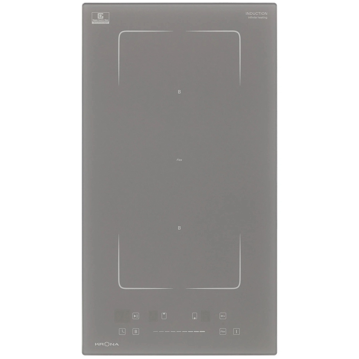 Поверхность индукционная KRONA MYSTERIUM max ih 30 GR (Графит / 2 конфорки / 1,5 кВт / 2,2 кВт / Flex зона 3,6 кВт /стеклокерамика/ STOP&GO / 3,6 кВт)