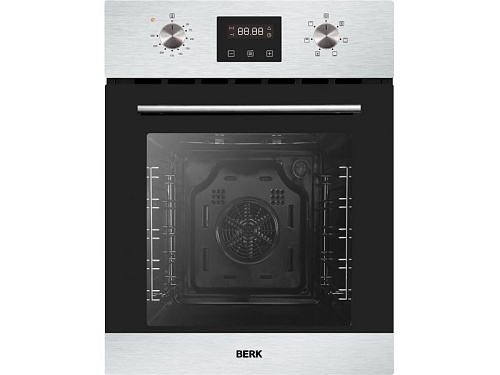 Духовой шкаф Berk BO 644MT G BX/YK (узкий 45 см / 50 л / до 250 °C / Нерж. сталь + чёрное стекло / съемные направляющие / А)-0
