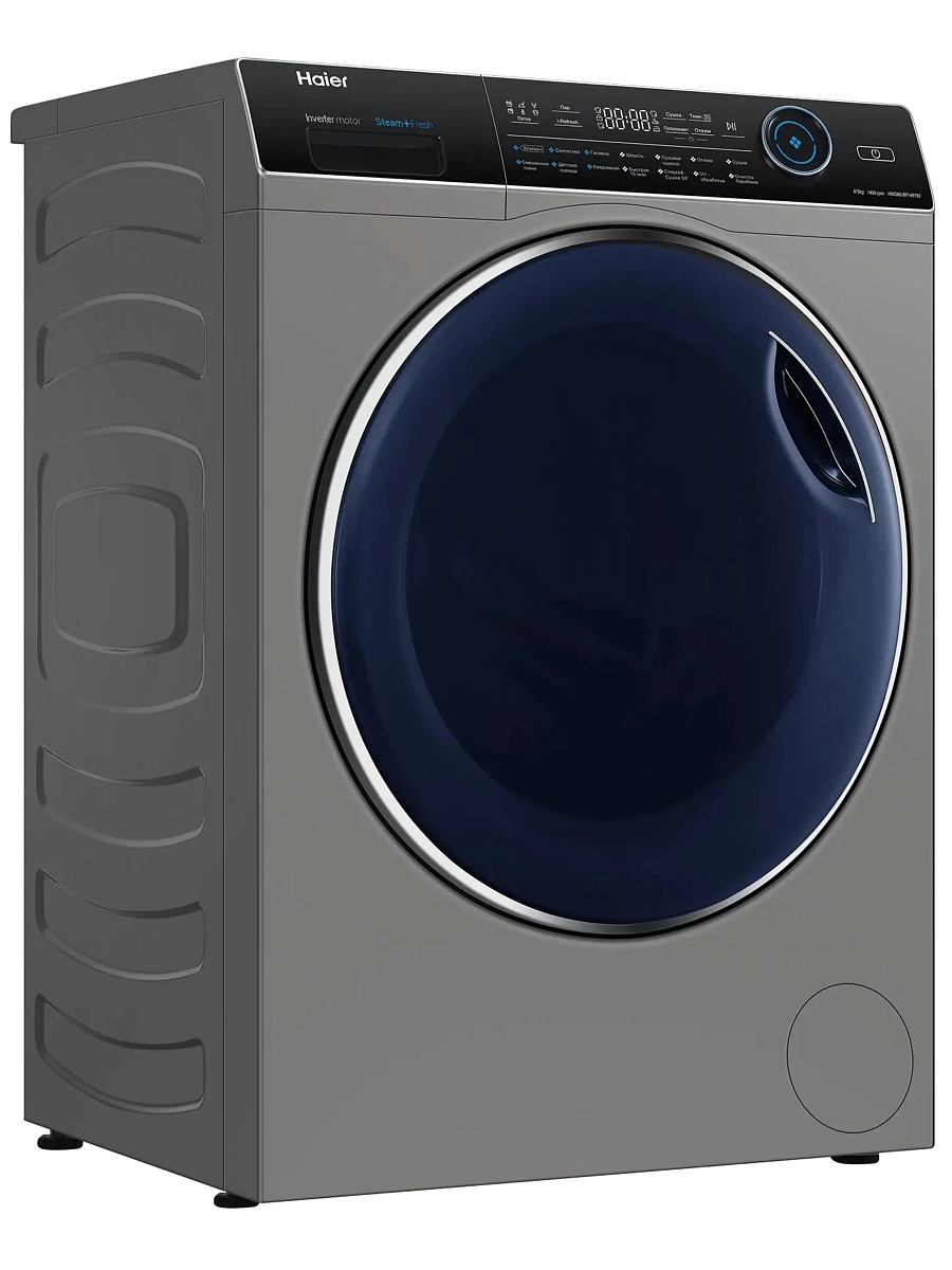 Стирально-сушильная машина Haier HWD80-BP14979S (53,5см / 8/5кг / 1400об / пар / Инверторный Двигатель / Серебро)