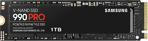 SSD M.2 накопитель 1 ТБ Samsung 990 PRO NVMe PCI-E 4.0 x4, TLC, R7450/W6900 МБ/с, 2280, 600 TBW (MZ-V9P1T0BW)