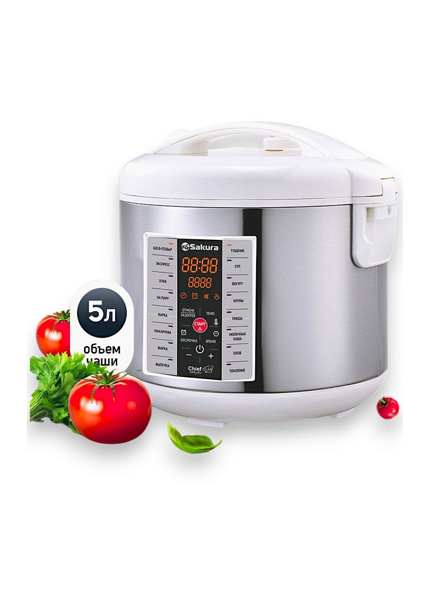 Мультиварка Sakura SA-7766W (5л / 860 Вт / 16 программ)-0