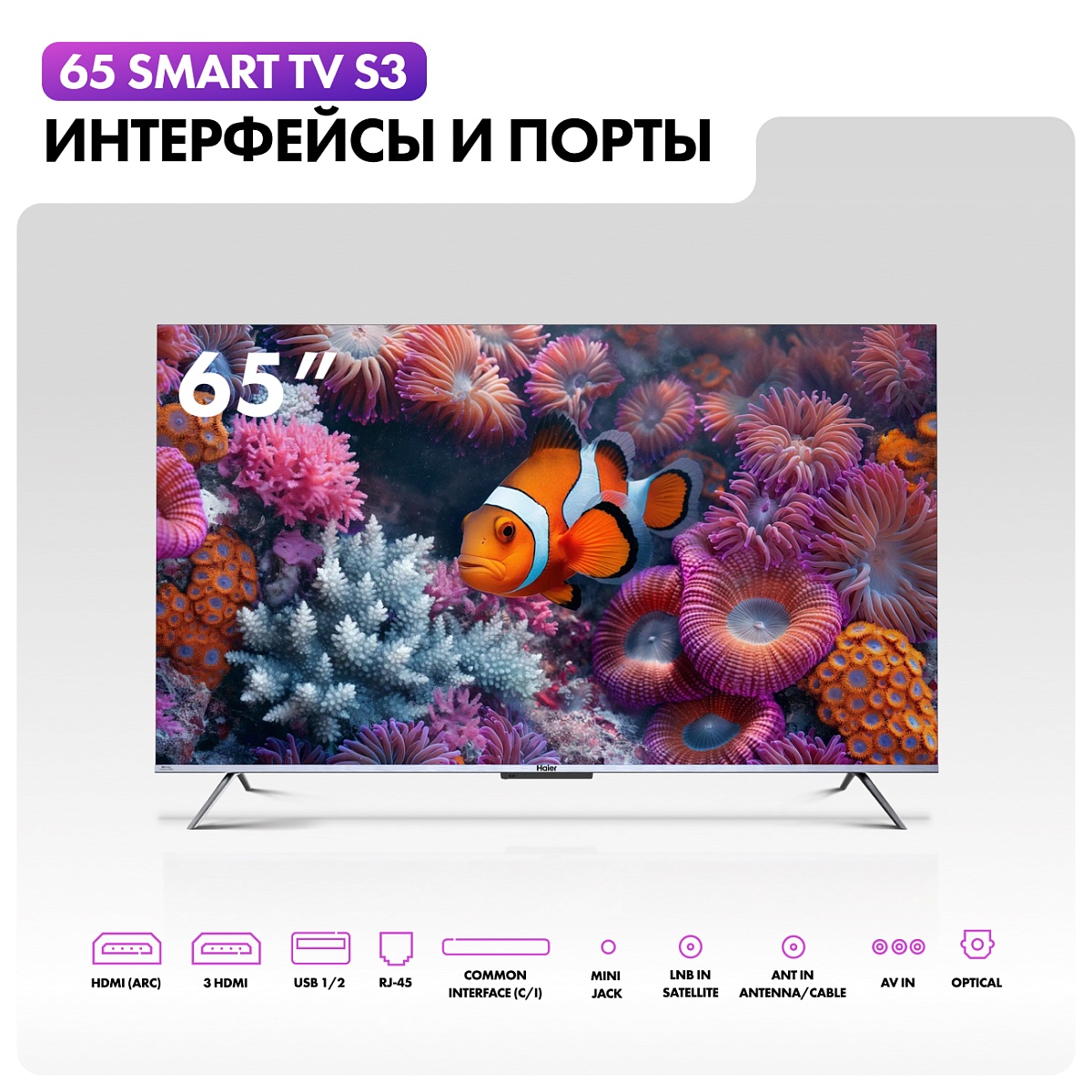 Телевизор Haier 65" S3 4K UHD HQLED Android TV