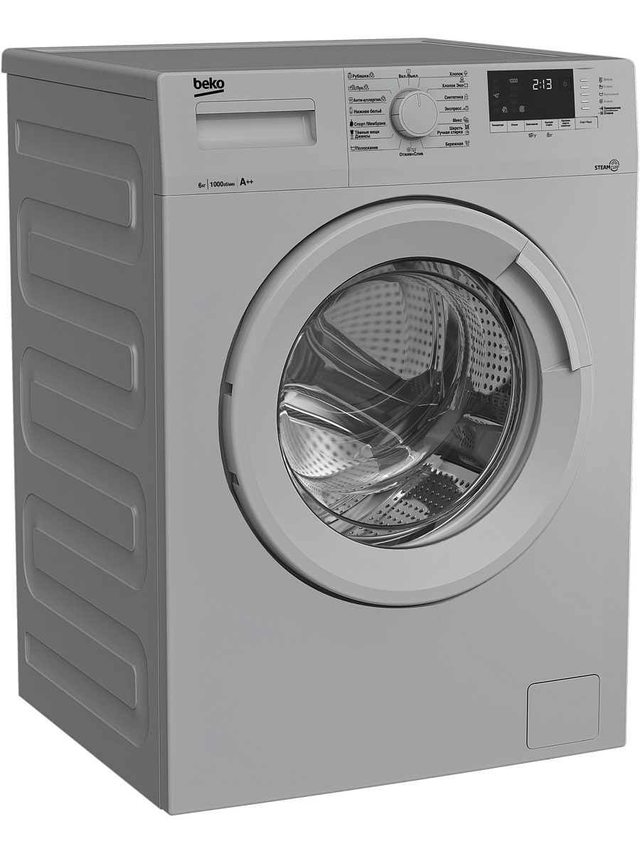 Стиральная машина Beko WSRE6512ZSS (41,5см / 6кг / 1000об / пар / A / Серебристый)-0