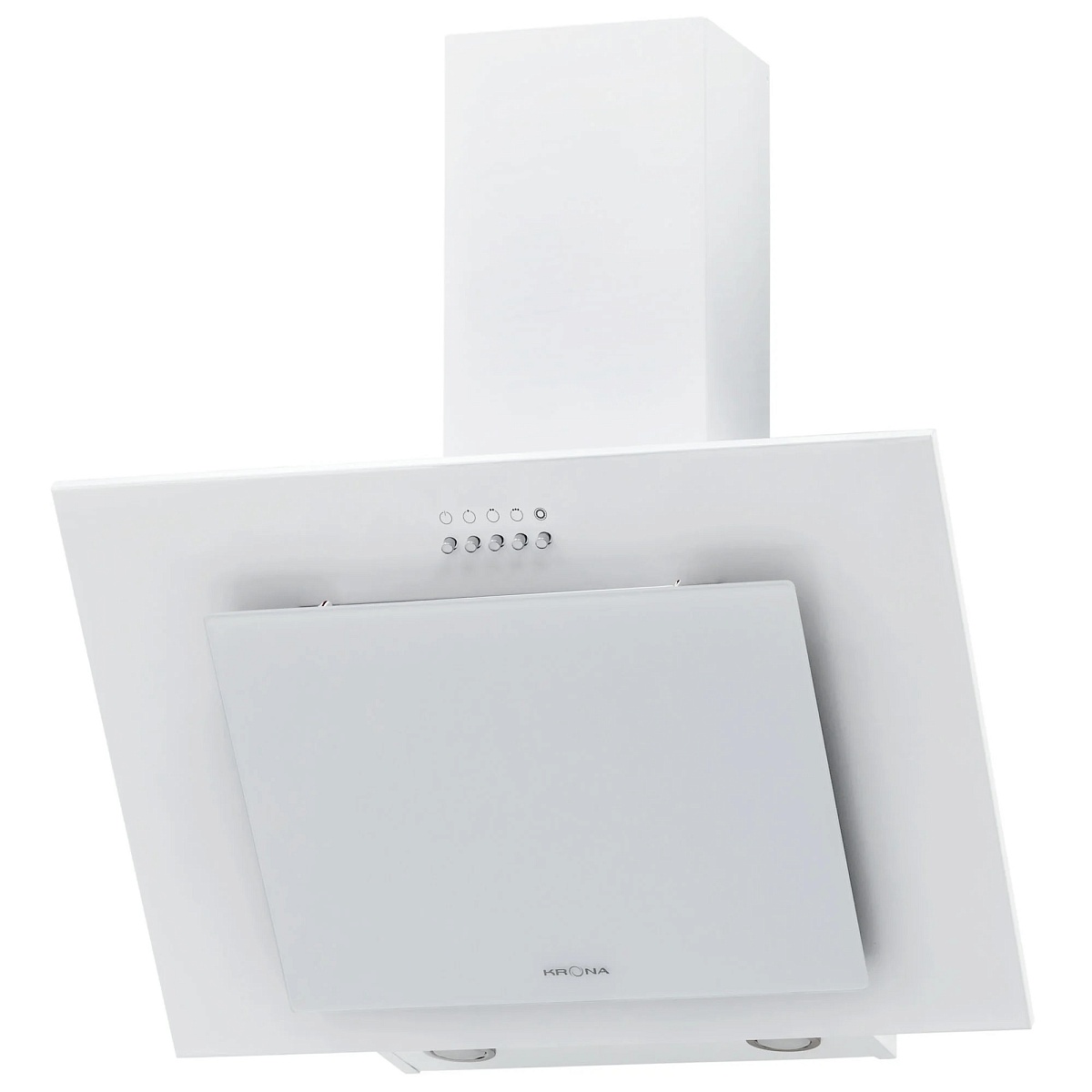 Вытяжка наклонная KRONA VIERKANT 600 WHITE PB (890 м³/ч / 125 Вт / LED освещение 2x3 Вт / ширина - 59.7 см / белый металл/стекло)