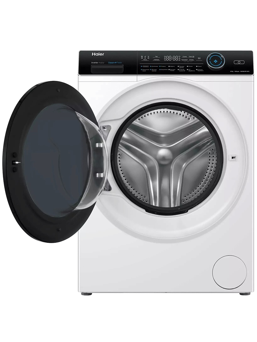 Стирально-сушильная машина Haier HWD80-BP14979 (53,5см / 8/5кг / 1400об / пар / Инверторный Двигатель / Серебро)