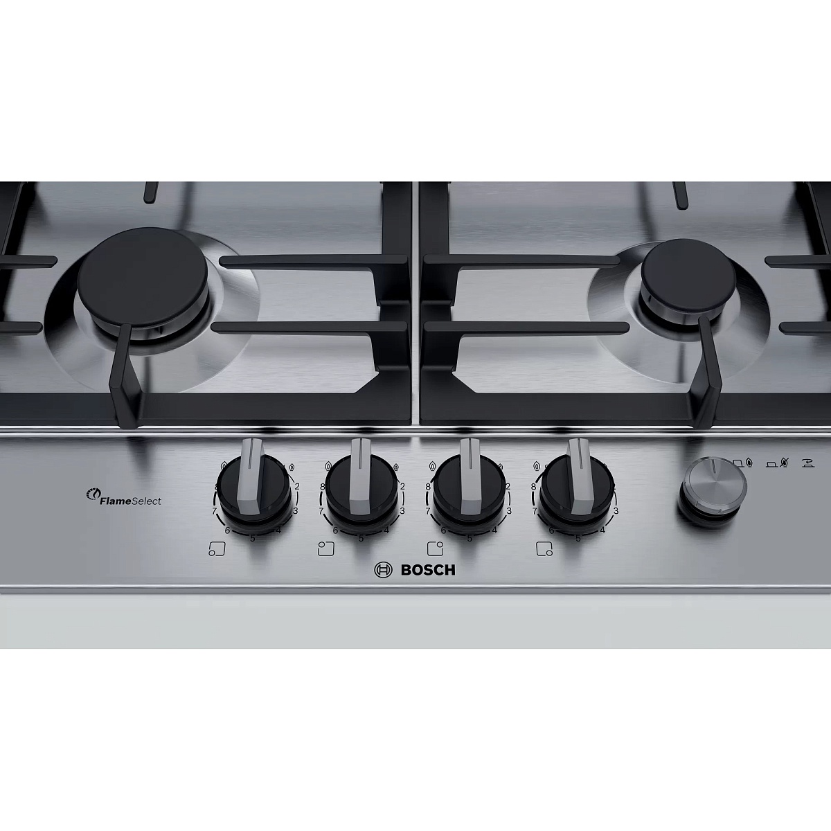 Поверхность газовая Bosch PCH6A5M90 (Serie6 / нерж / чугун / WOK / FlameSelect)