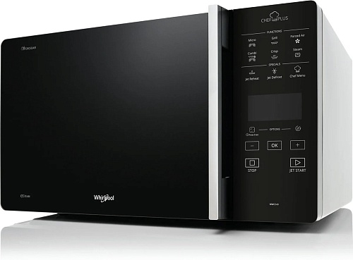 Микроволновая печь Whirlpool MCP 349 SL (25 л, 800 Вт, переключатели сенсор, дисплей, гриль 900 Вт, серебристый/черный)