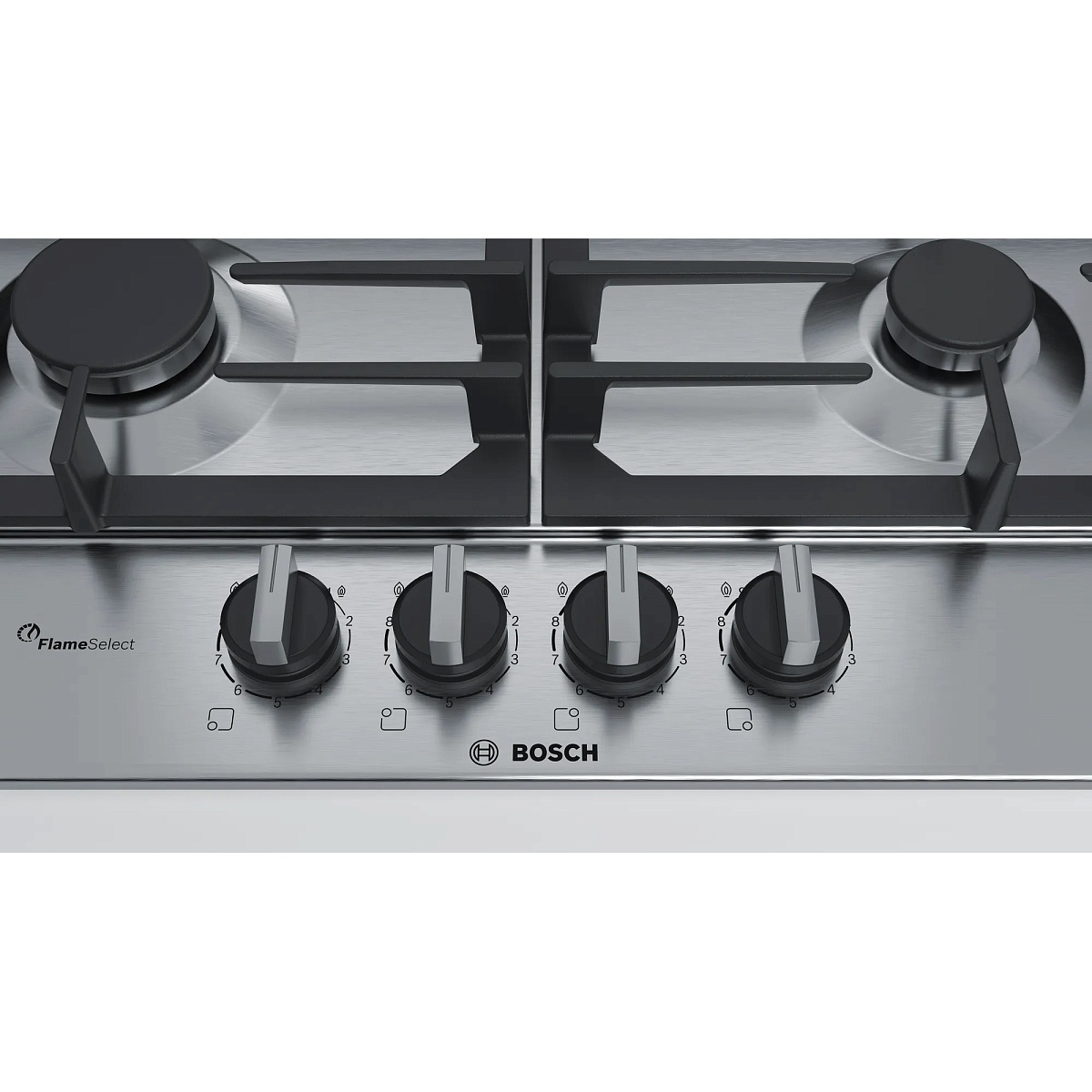 Поверхность газовая Bosch PCP6A5B90 (Serie6 / нерж / чугун / FlameSelect)