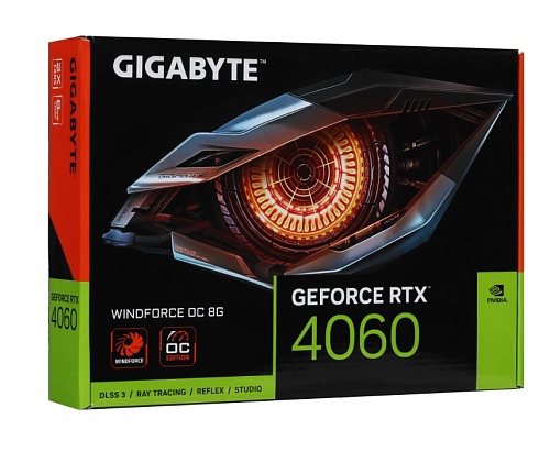 Видеокарта Gigabyte GeForce RTX 4060 WindForce OC 8GB GDDR6 (GV-N4060WF2OC-8GD) 1830(2475)/18000Hz 2*DP, 2*HDMI