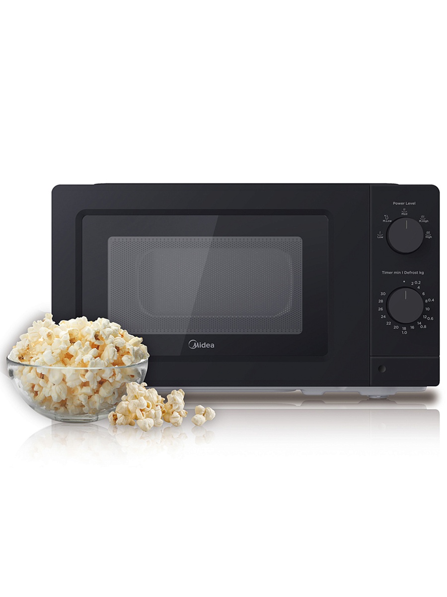 Микроволновая печь Midea MD-MP012LW-BK (19 л, 700 Вт, переключатели поворотный механизм, чёрный)-0