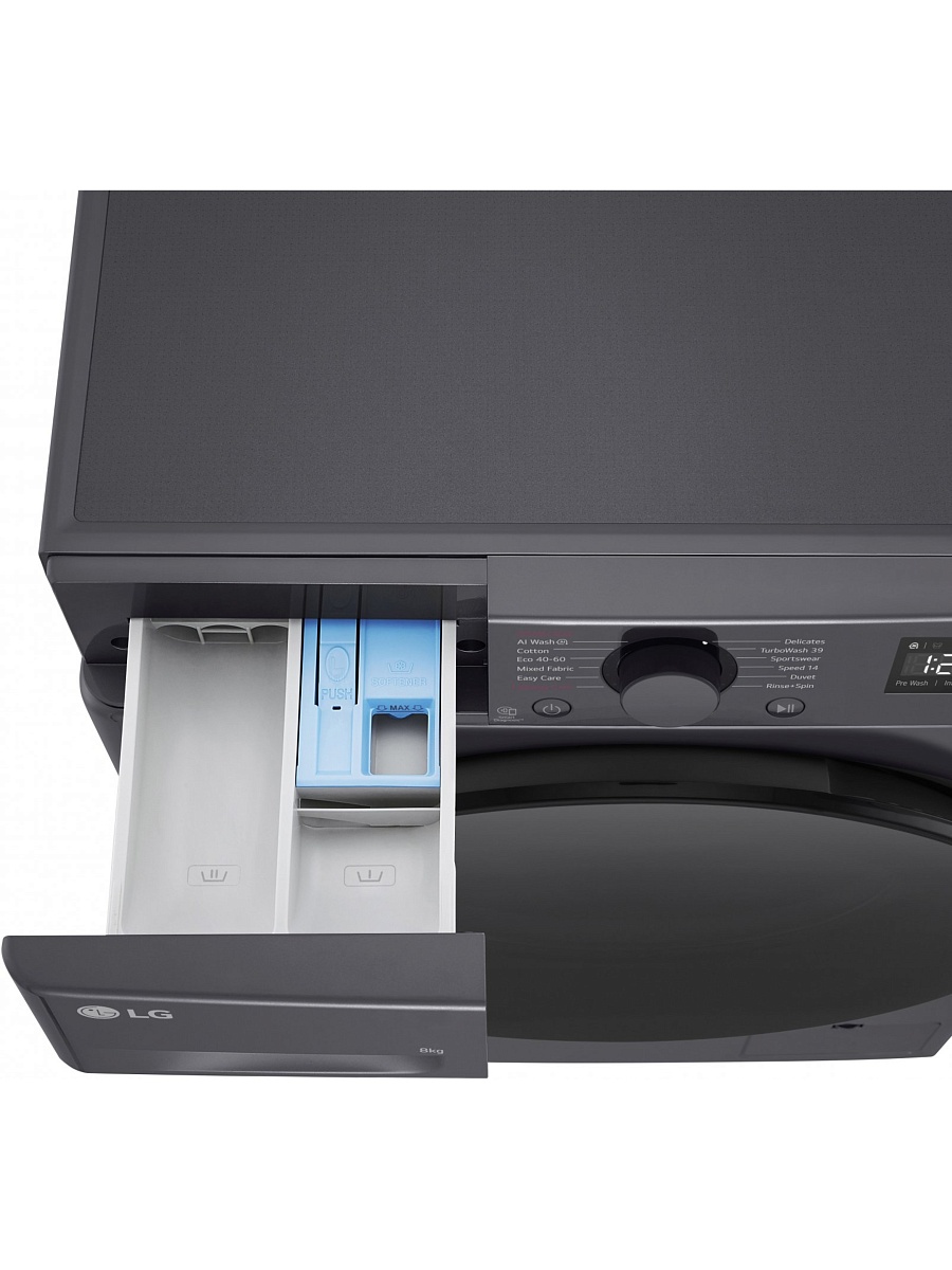 Стиральная машина LG F2WR508S2M (47.5см / 8кг / 1200об / пар / добавление белья / AI DD ™ / Smart Diagnosis / Inverter Direct Drive / A+++ / Чёрная)-8
