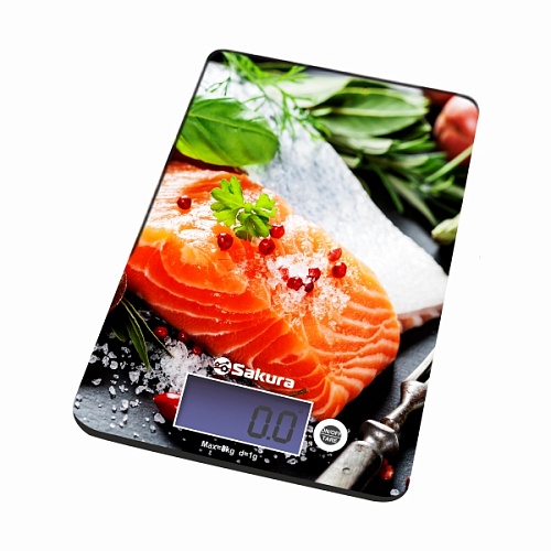 Весы кухонные Sakura SA-6075F (электронные/ платформа/ предел 8 кг/ точность 1 г/ тарокомпенсация)