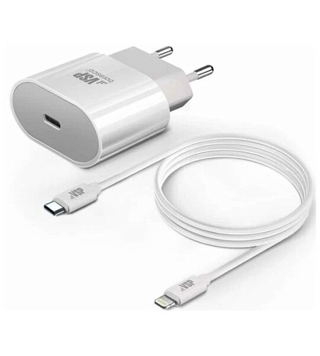 Сетевое зарядное устройство Borasco Power Delivery, 20W + Дата-кабель  Type-C - Type-C, 3А, 1м, белое-0