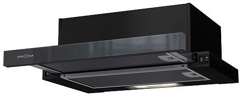 Вытяжка телескопическая KRONA KAMILLA 500 AIR 1B (449 м³/ч / 110 Вт / галогенная лампа 1x28 Вт / ширина - 50 см / черный / металл/стекло)-0