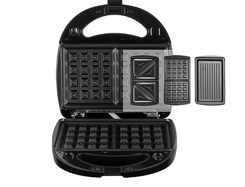 Мультипекарь Redmond RMB-M634/3 (700 Вт/ гриль, сэндвичи, вафли/ антипригарное покрытие/ корпус - металл, пластик)-0