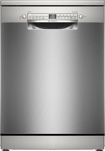 Машина посудомоечная отдельностоящая 60 см Bosch SMS2HVI02E (Serie4 / 14 комплектов / 3 полки / Расход воды - 9 л / HomeConnect / AntiFinger Silver)-0