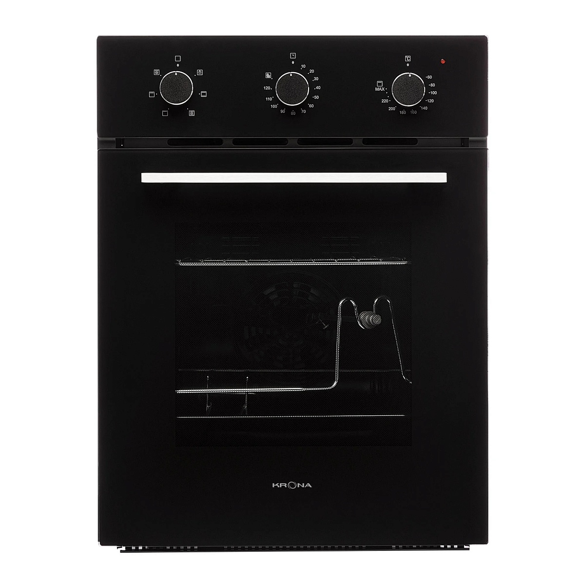 Духовой шкаф KRONA CORRENTE 45 BL (Узкий, 45 см / 47,5 л / до 260 °C / Чёрное стекло / Съемные направляющие / Вертел / Гриль / А)