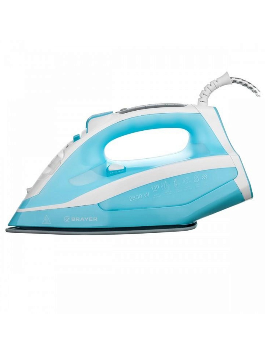 Утюг Brayer BR4000 белый/голубой (2600 Вт/ подошва - керамика / паровой удар - 140 г/мин/ 1,9 м/ автоотключение)