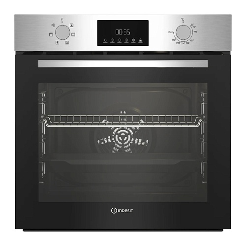 Духовой шкаф Indesit IFE 3644 J IX (72 л / до 250 °C / Нерж. сталь / Паровая очистка / Гриль / Съемные направляющие / А)-0