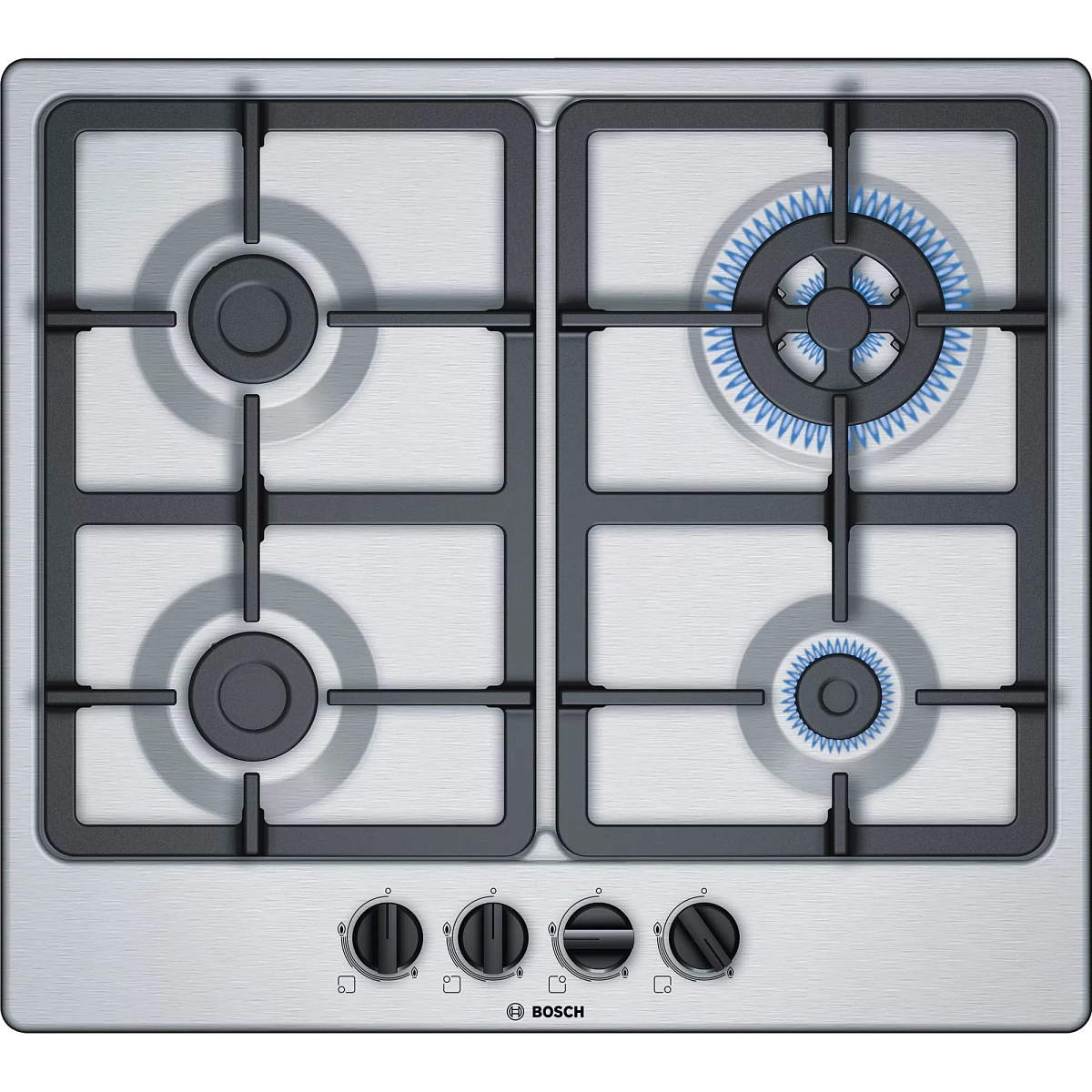 Поверхность газовая Bosch PGH6B5B90 (Serie4 / нерж / чугун / WOK)