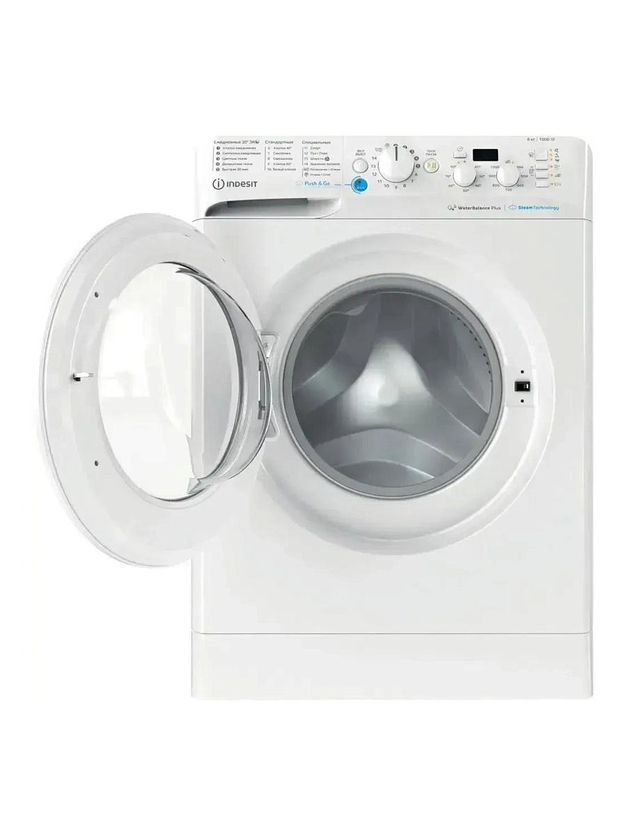Стиральная машина Indesit BWSD 61051 WWV RU (42.5см / 6кг / 1000об / пар / Push&Go Steam / Water Balance Plus)