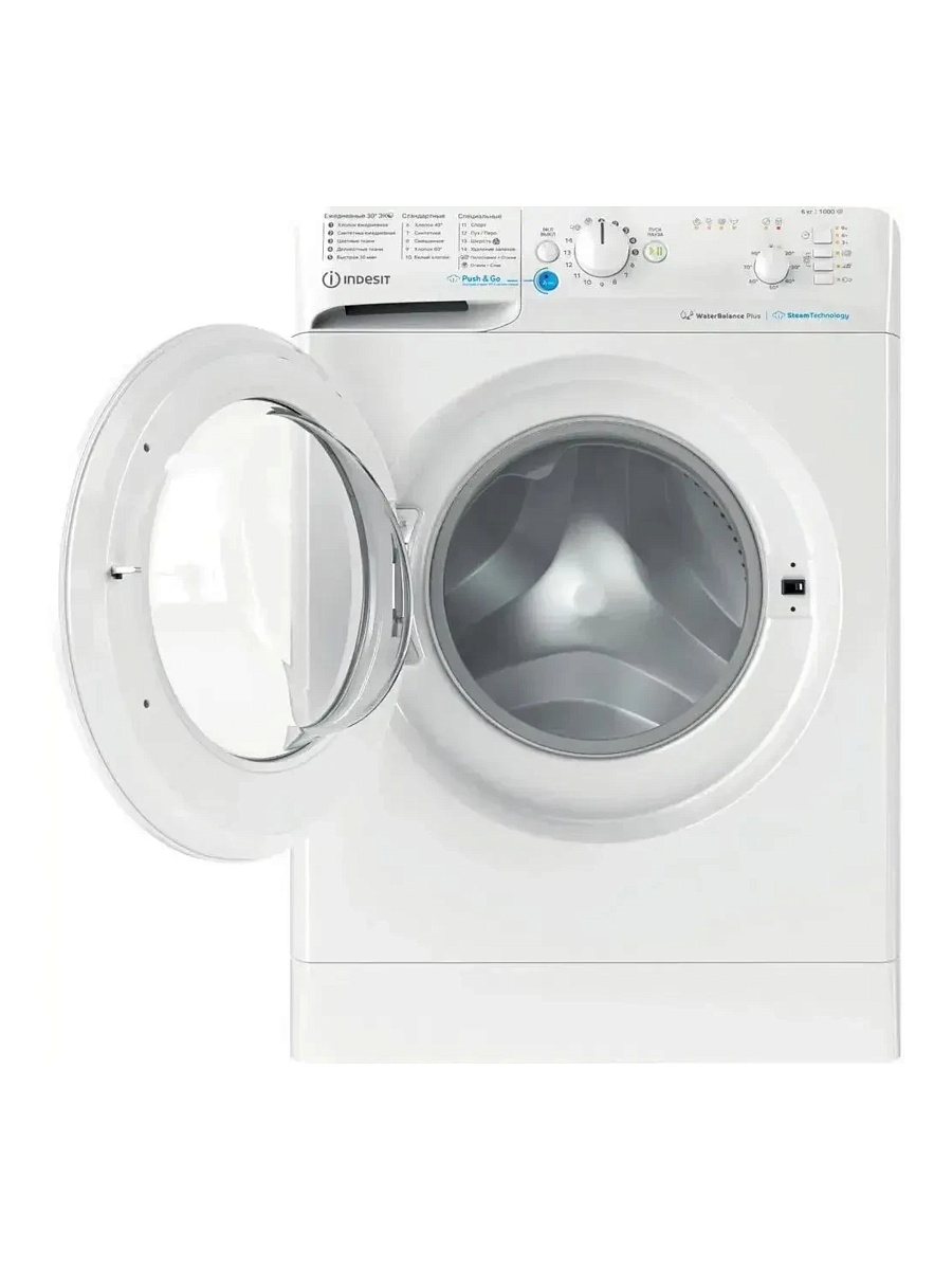 Стиральная машина Indesit BWSB 61051 WWV RU (42.5см / 6кг / 1000об / пар / Push&Go Steam / Water Balance Plus)