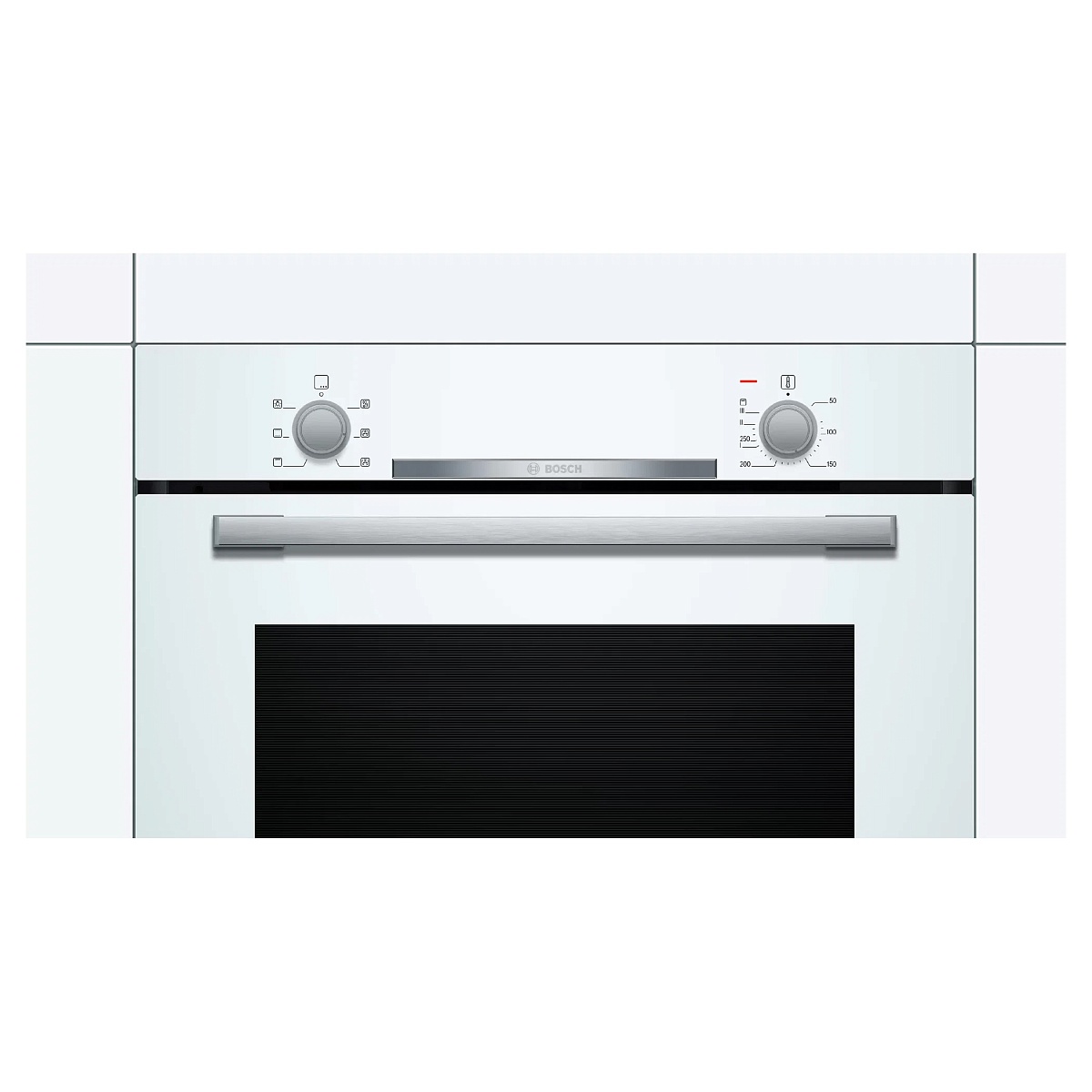 Духовой шкаф Bosch HBA530BW0S (Serie2 / 71 л / до 275 °C / Белое стекло / Гриль / съемные направляющие / EcoClean (задняя стенка) / A)-1