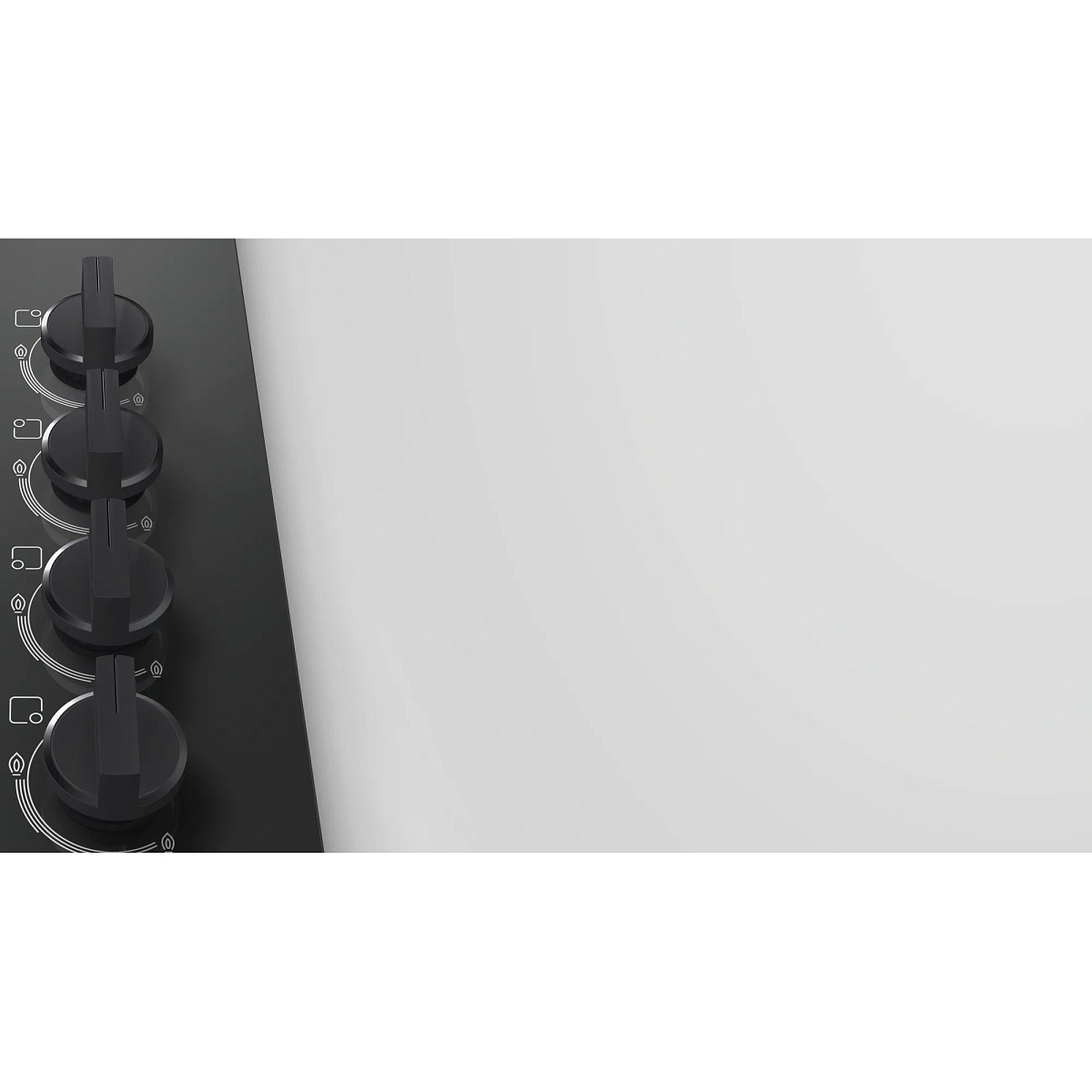 Поверхность газовая Bosch POP6B6B80 (Serie2 / Чёрное стекло / Стальные решетки / Газ-контроль / Электроподжиг / Ручки сбоку / 4 конфорки)