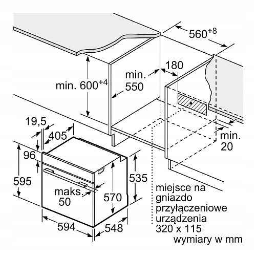 Духовой шкаф с добавлением пара Bosch HRA3340B0 (Serie 4 / 71 л / до 275 °C / Черное стекло / Гриль / Телескоп. напр. (x1) / A)-5