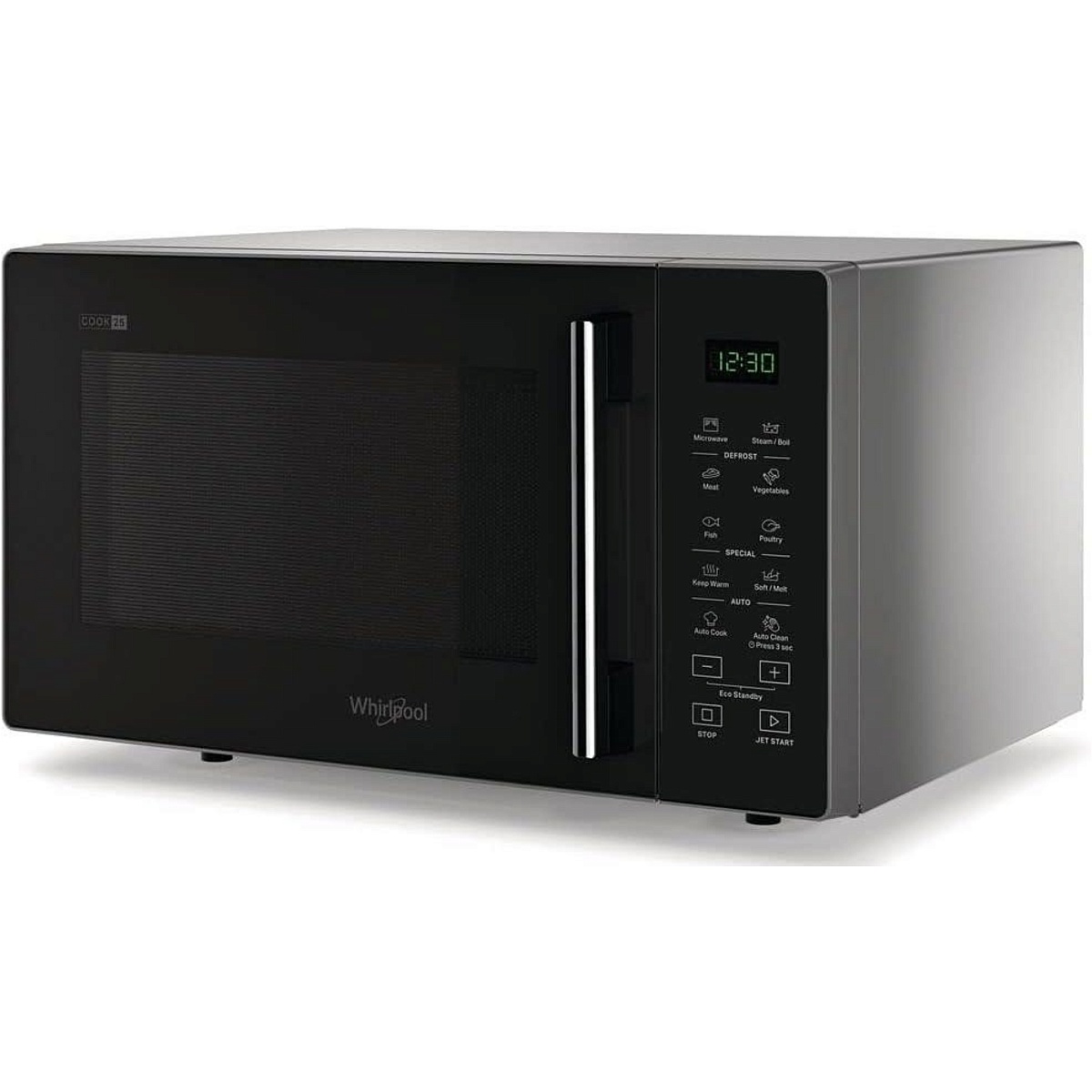 Микроволновая печь Whirlpool MWP 252 SB (25 л, 900 Вт, переключатели сенсор, дисплей, гриль, серебристый/черный)