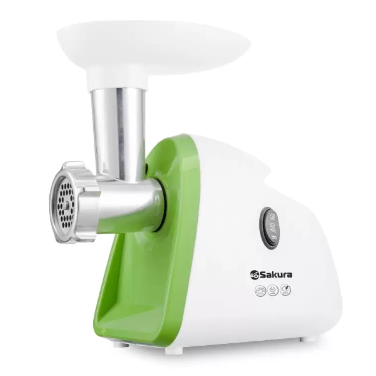 Мясорубка Sakura SA-6418WG (1500 Вт/ реверс/ 2 насадки/ белый)