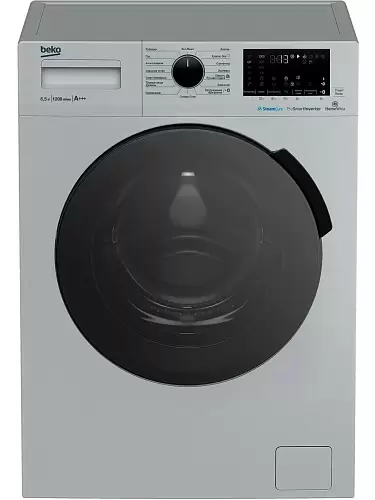 Стиральная машина Beko WSPE6H616S (44см / 6,5кг / 1200об / пар SteamCure™ / HomeWhiz®(Bluetooth) / Инверторный мотор ProSmart™ / Серебристый / A+++)-0