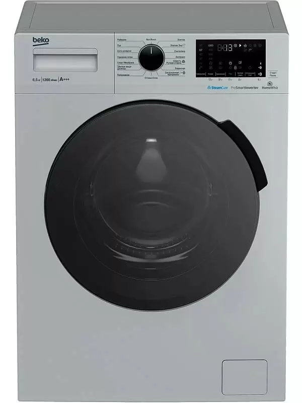 Стиральная машина Beko WSPE6H616S (44см / 6,5кг / 1200об / пар SteamCure™ / HomeWhiz®(Bluetooth) / Инверторный мотор ProSmart™ / Серебристый / A+++)