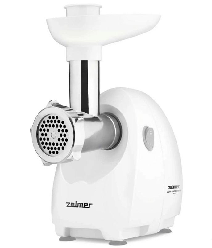 Мясорубка Zelmer ZMM4055B (1900 Вт/ 2.5 кг/мин/ корпус - пластик / лоток - пластик / 8 насадок / белый)-0