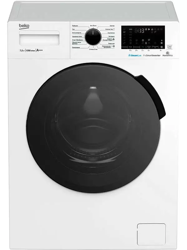 Стиральная машина Beko WSPE7H616W (49см / 7,5кг / 1200об / пар SteamCure™ / HomeWhiz®(Bluetooth) / OptiSense® / Инверторный мотор ProSmart™ / A+++)