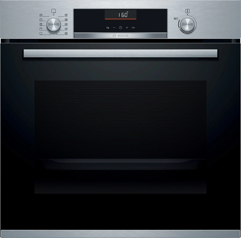 Духовой шкаф Bosch HBA5360S0 (Serie6 / 71 л / до 275 °C / Нерж.сталь + чёрное стекло / Гриль /Телескоп. напр.(x1) / EcoClean Direct (задняя стенка)/A)