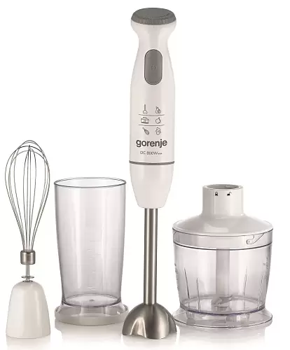 Блендер Gorenje HBC804QW (800 Вт/ плавное переключение скоростей/ венчик, измельчитель, стакан)-0